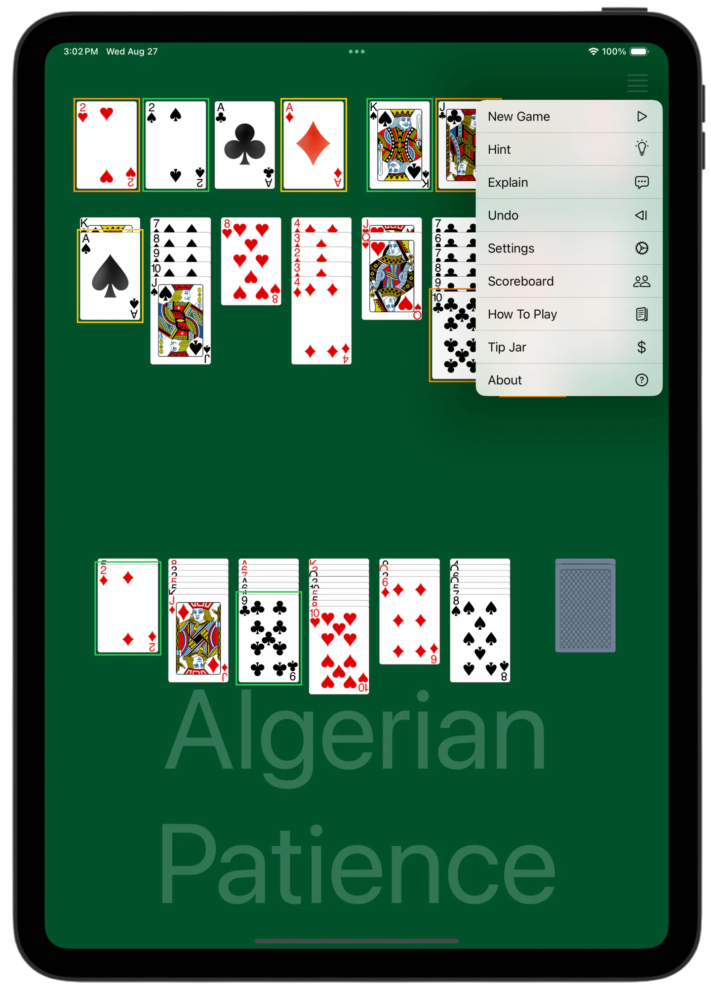 Algerian Patience — Menu