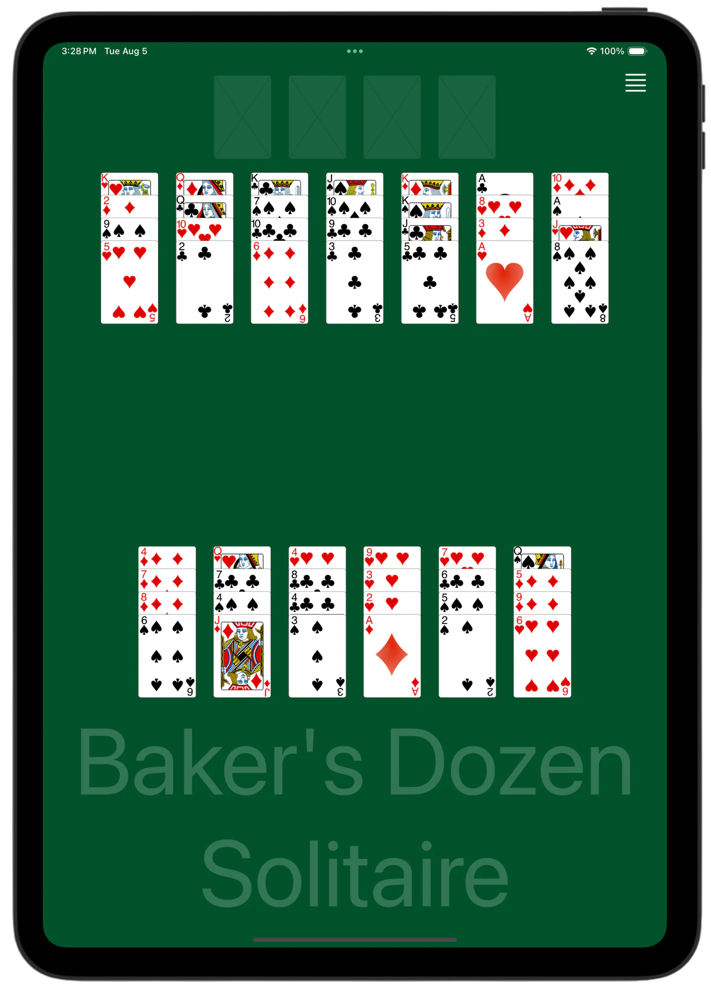 Baker's Dozen Solitaire — Rules