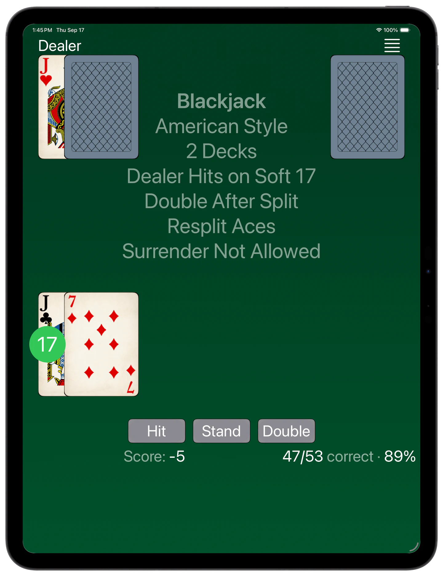 Blackjack Trainer — Rules