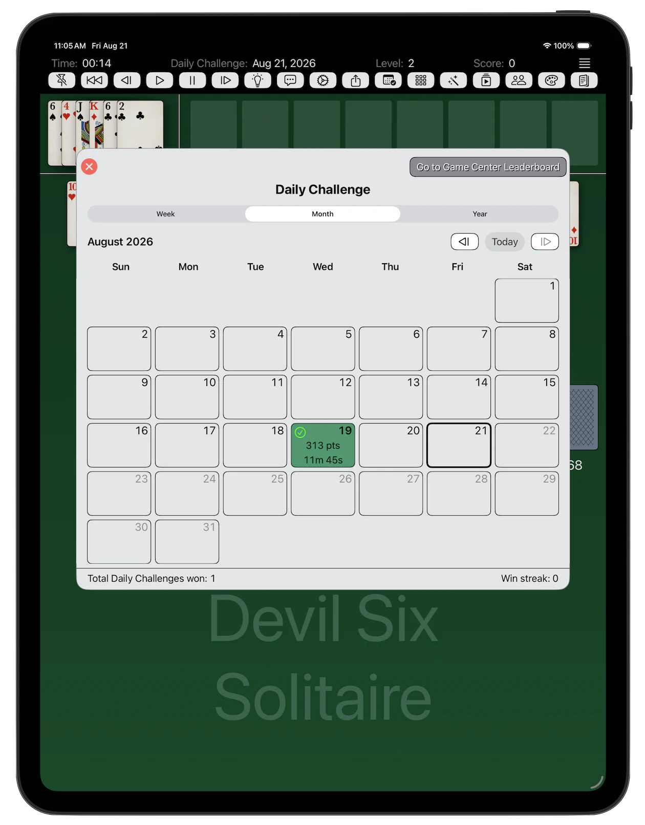Devil Six Solitaire — Daily Challenge
