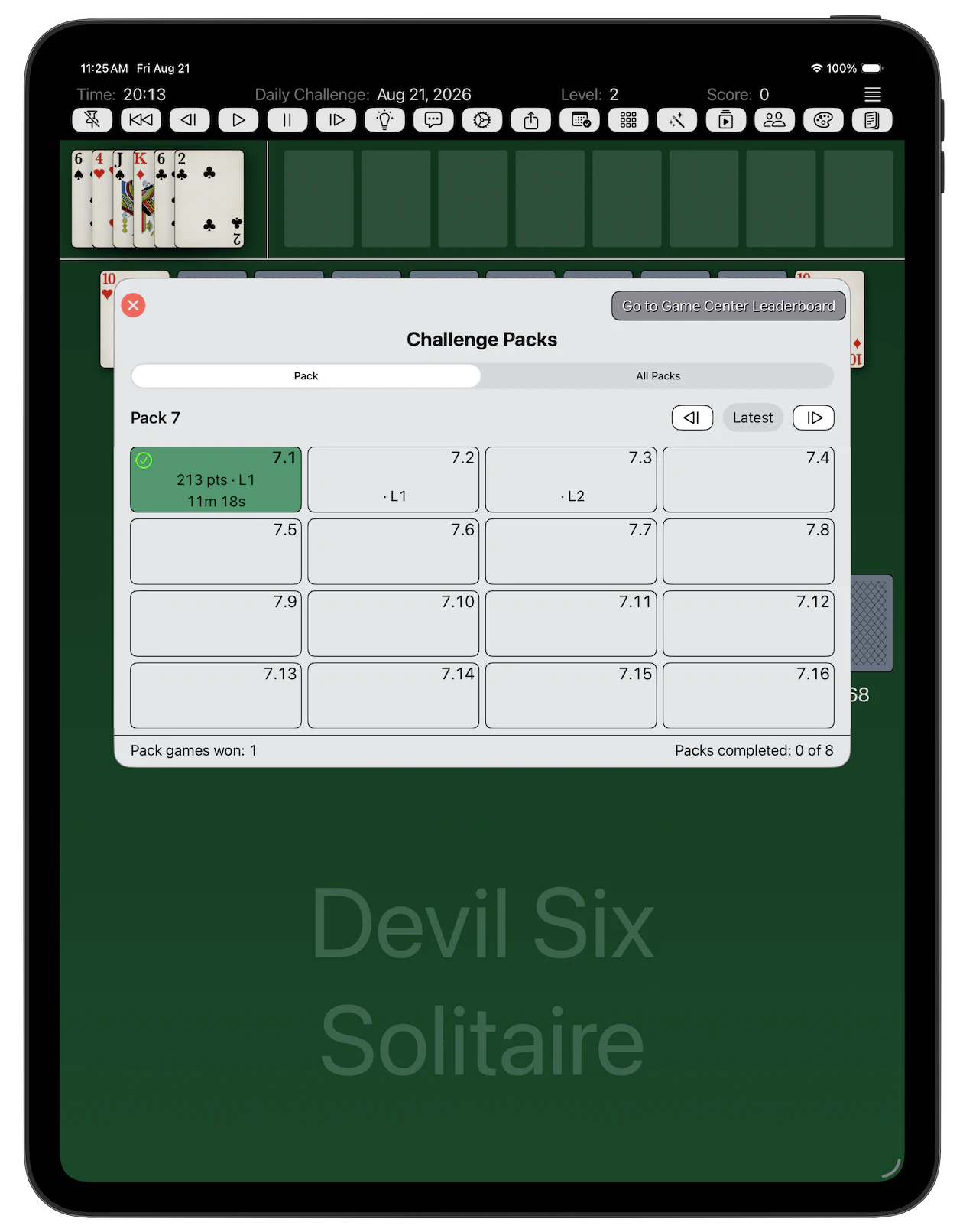 Devil Six Solitaire — Challenge Packs