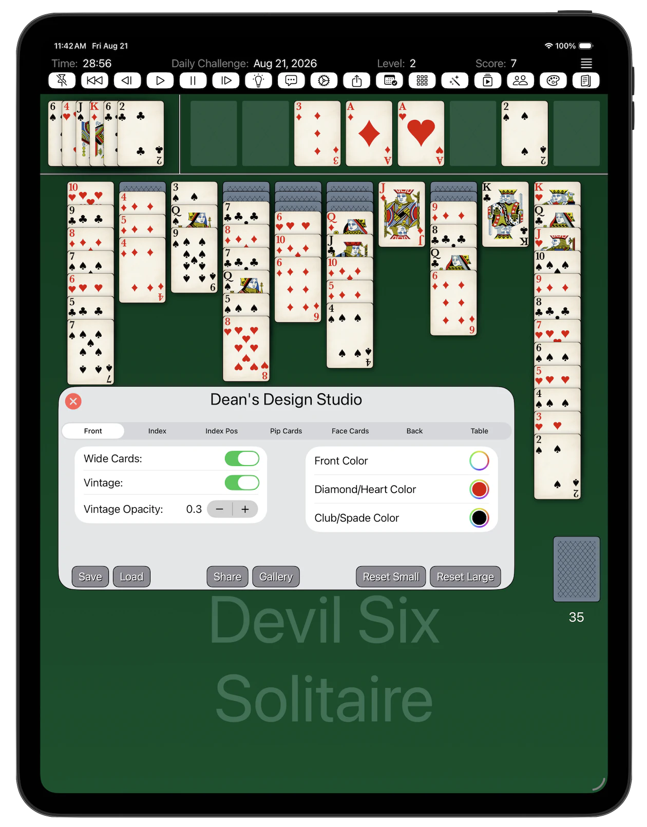 Devil Six Solitaire — Dean&rsquo;s Design Studio