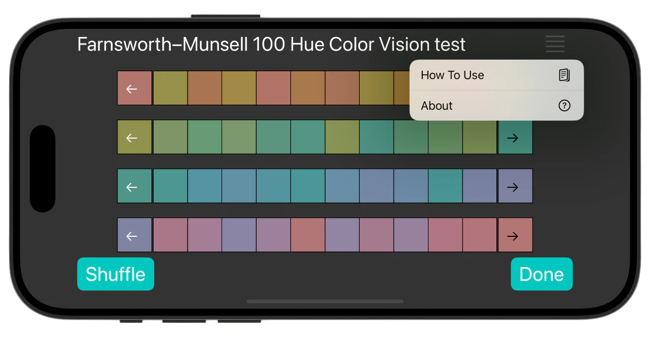 Farnsworth–Munsell 100 Hue Color Vision test — How to use