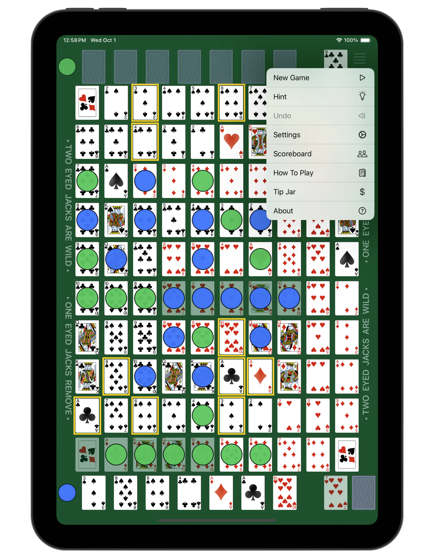 Pentaline — Menu