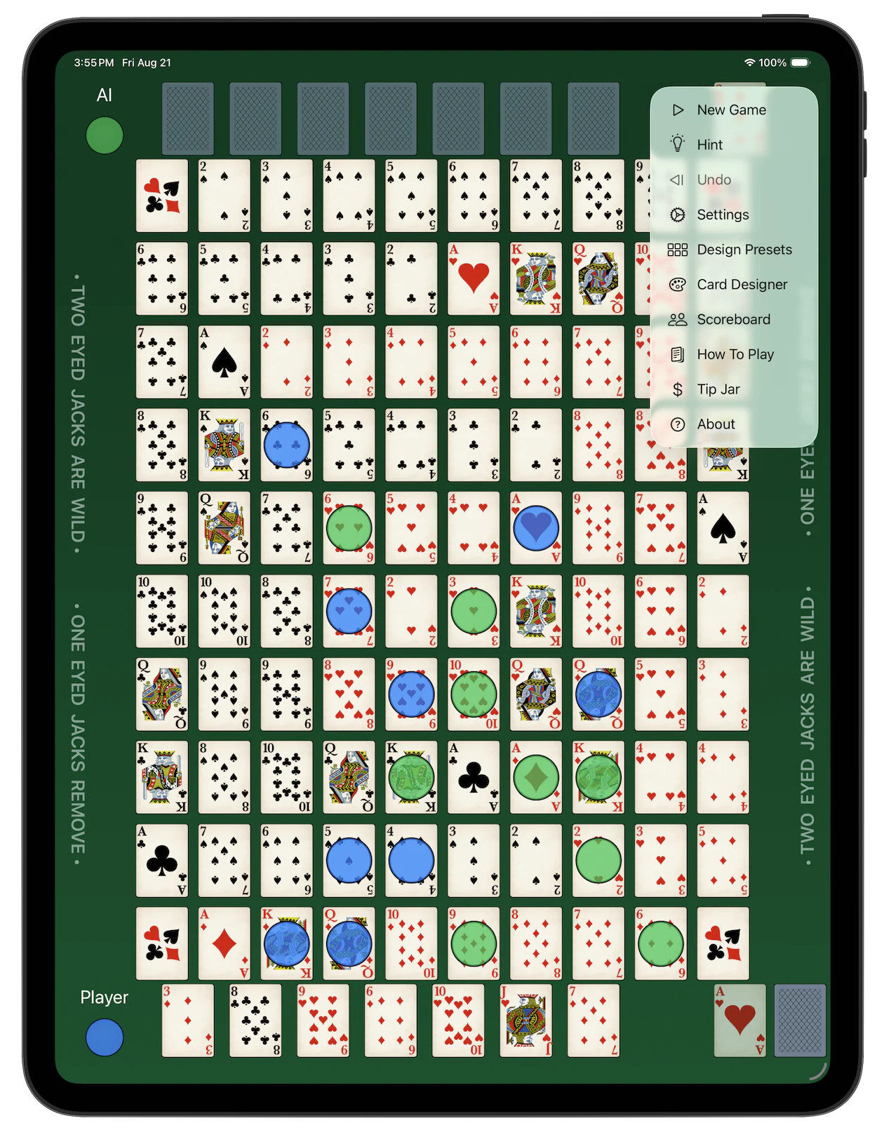 Pentaline — Menu