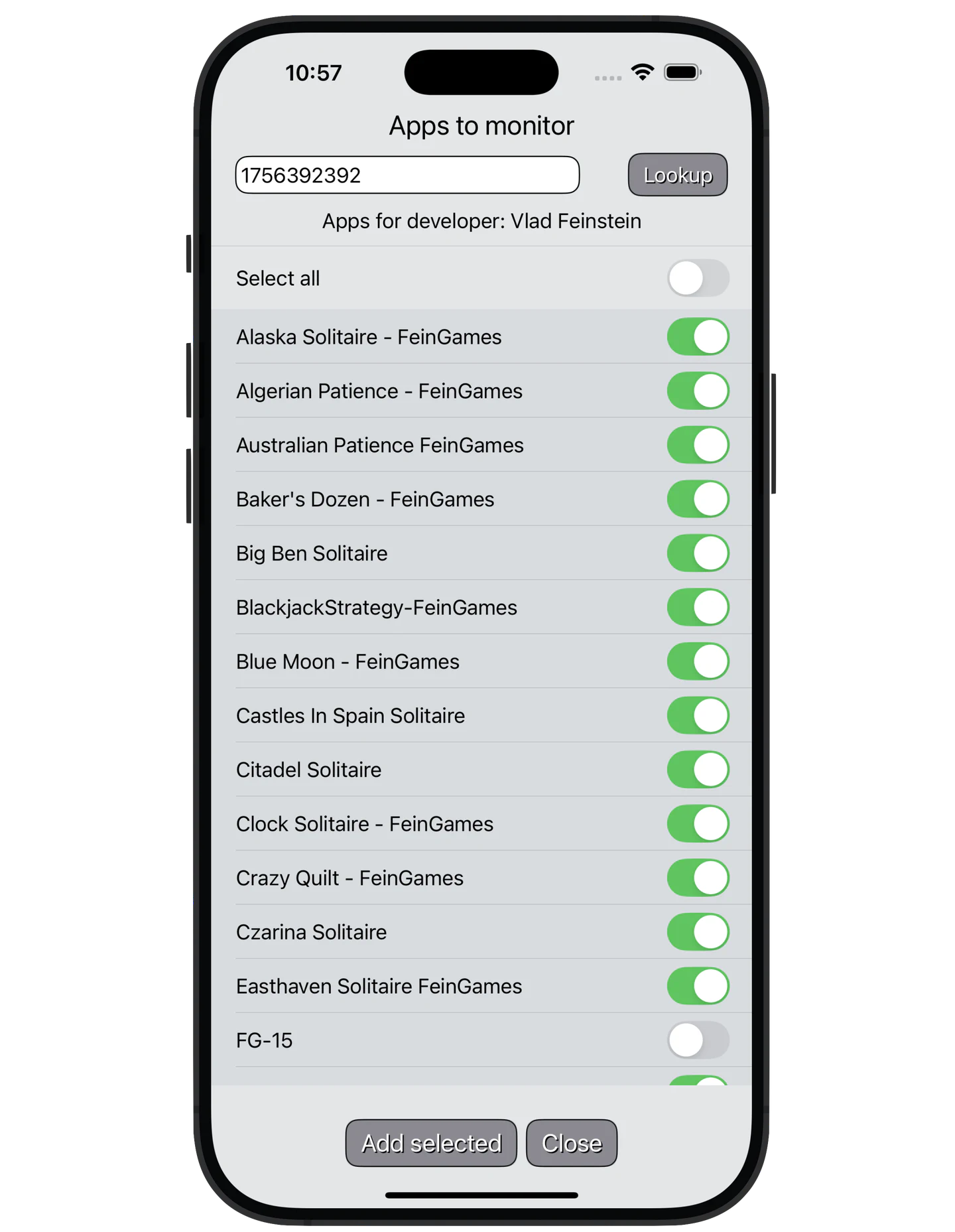 Rated!! — Add Apps by Developer’s ID