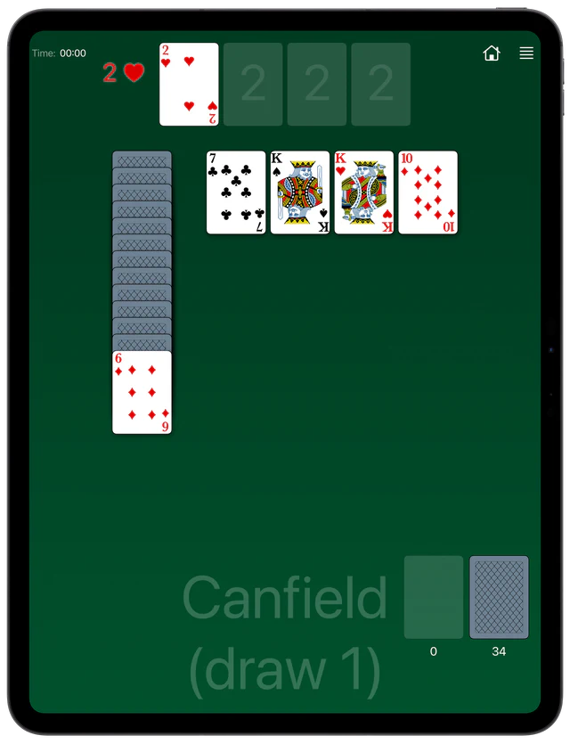 Canfield Solitaire board layout