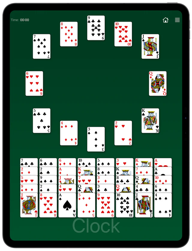 Grandfather's Clock Solitaire board layout