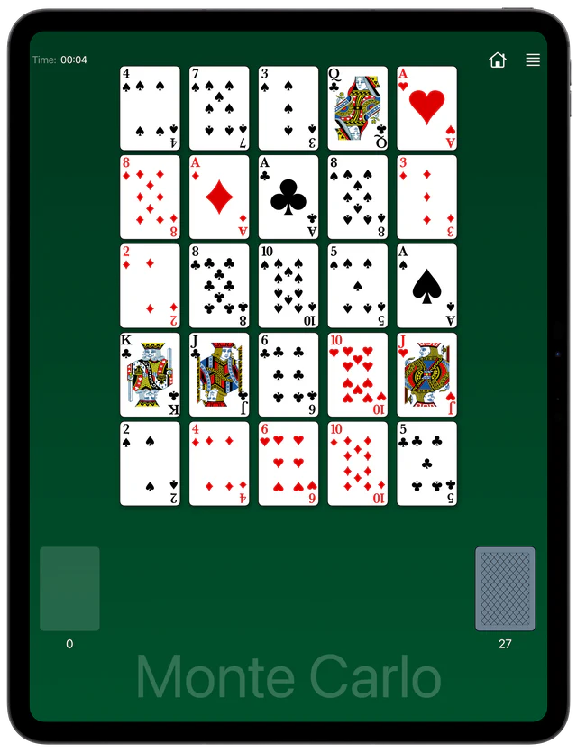 Monte Carlo Solitaire board layout