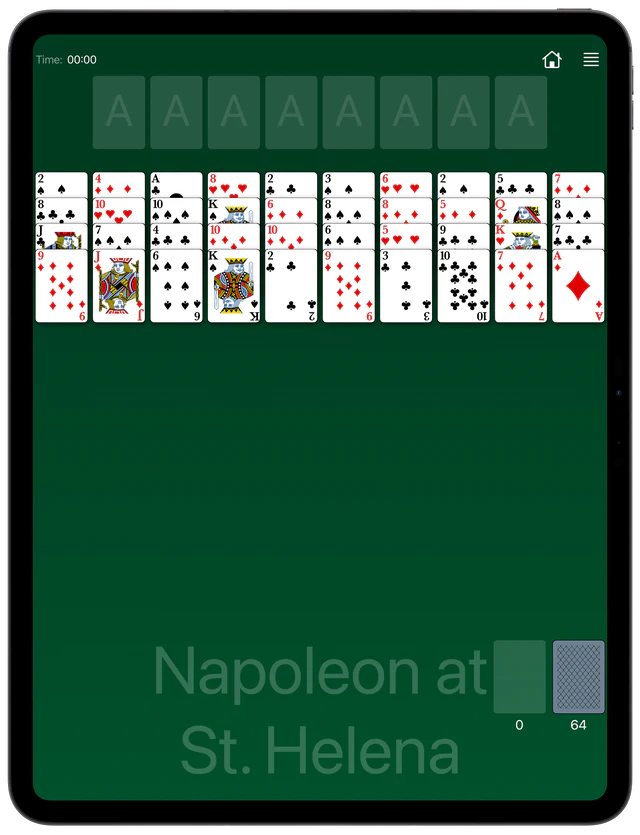 Napoleon at St. Helena Solitaire board layout