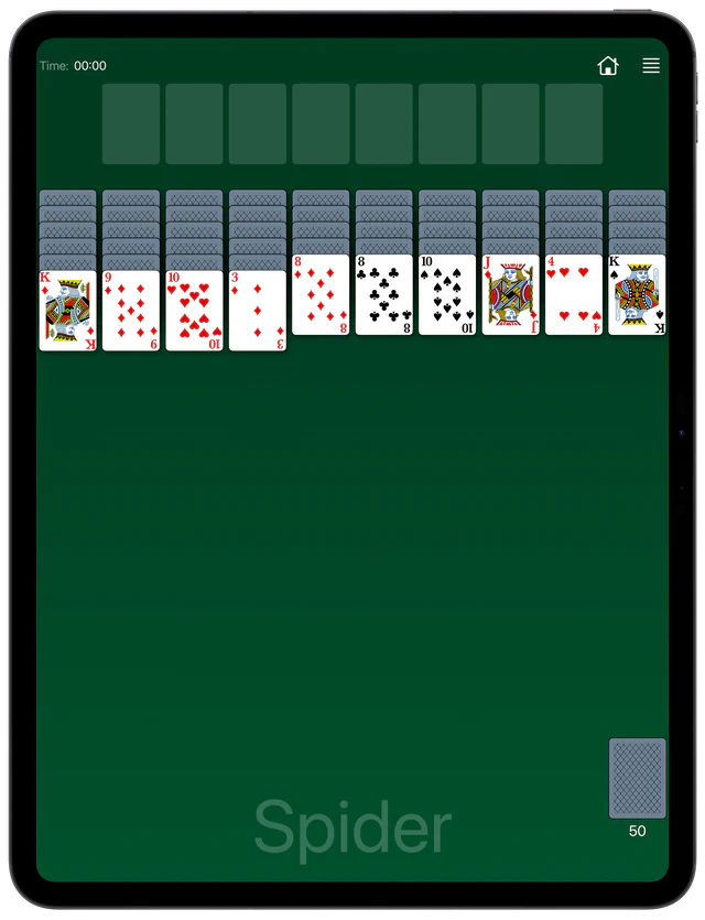 Spider Solitaire board layout