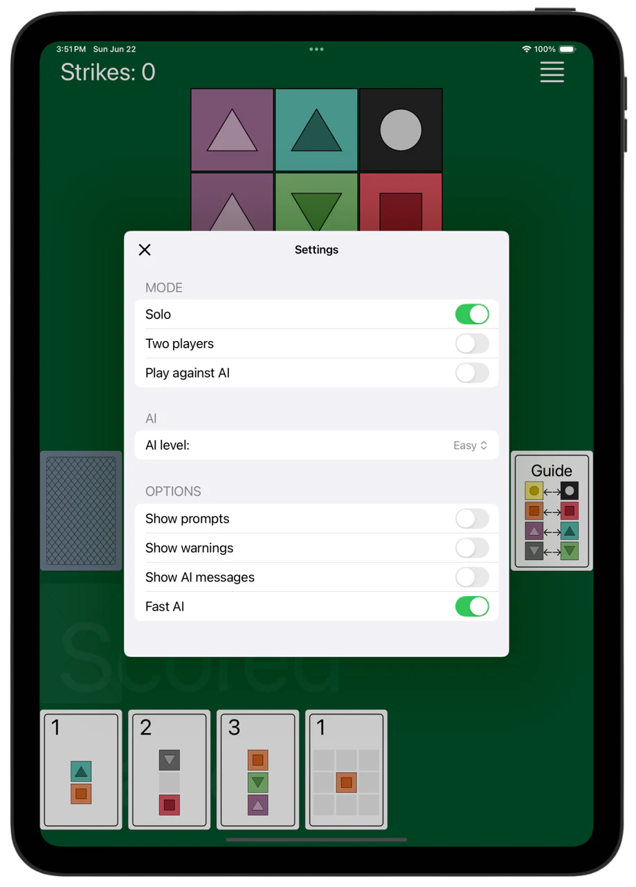 Shifting Tiles — Settings